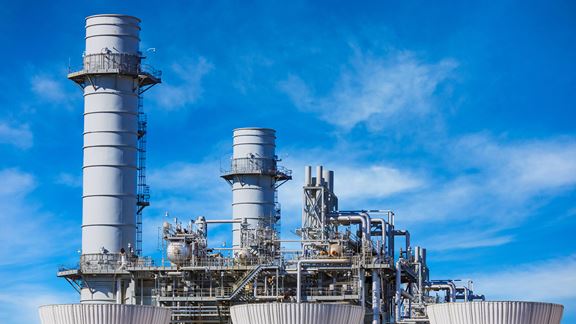 Power plant industrial facility for the generation of electric power.