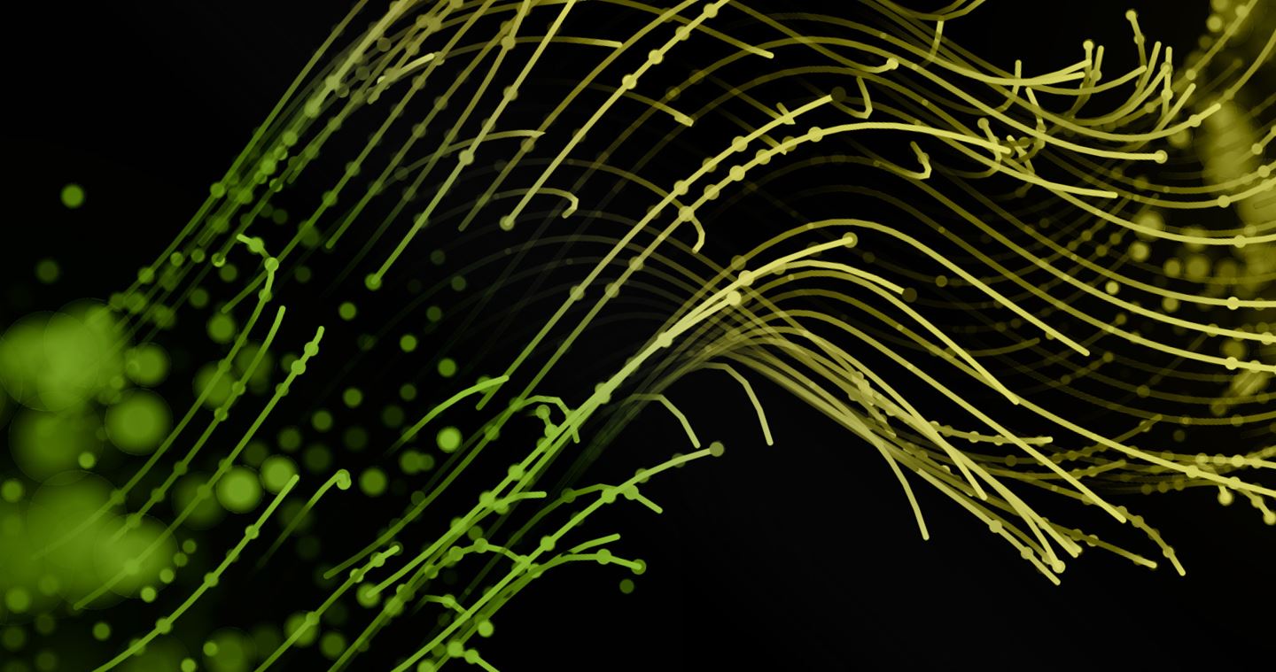 Green and yellow data points on a dark background