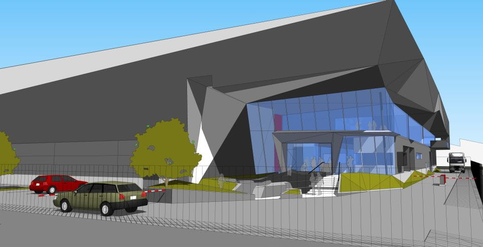 A 3D drawing of the entrance to the Equinix Data Centre