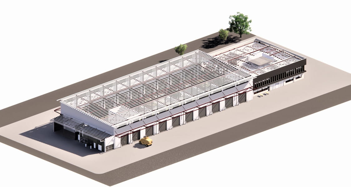 Digital renders of one of the new armoured fighting vehicle facilities. Image courtesy of Australian Government Department of Defence.