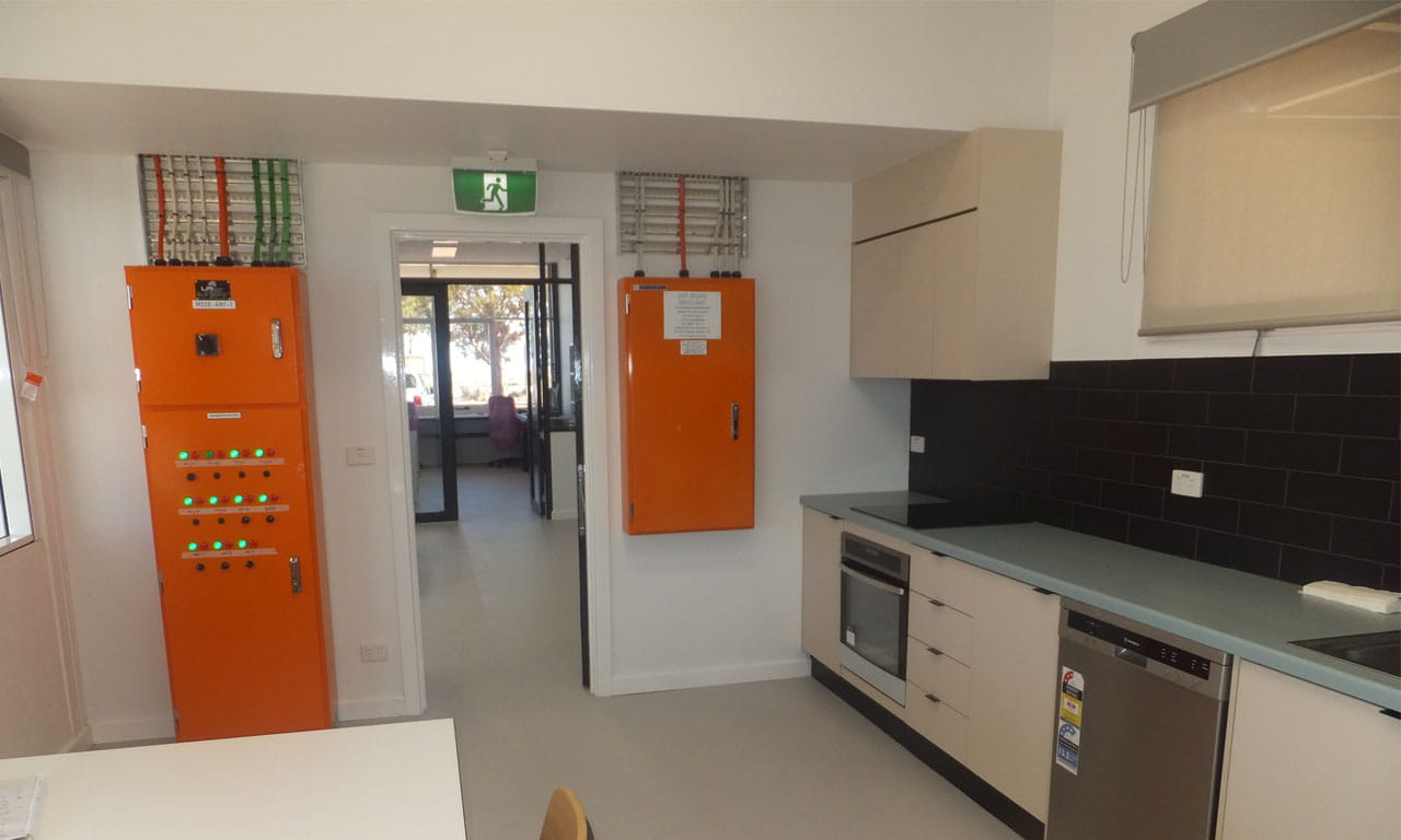 Interior works to the Woomera base included a partition to segregate the waiting area from the bathrooms, installation of a new kitchenette, a new open office space and full bathroom upgrades. 