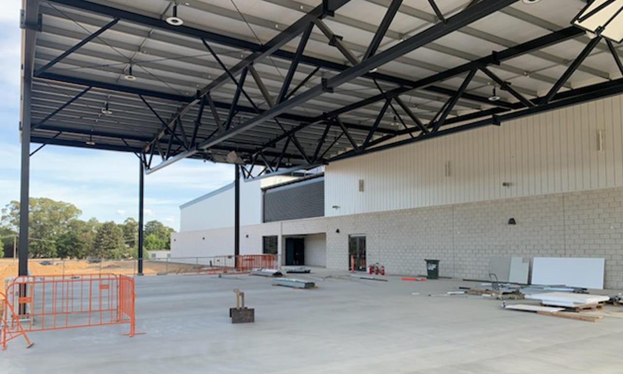 The undercover outdoor area under construction, able to accommodate 120 soldiers.