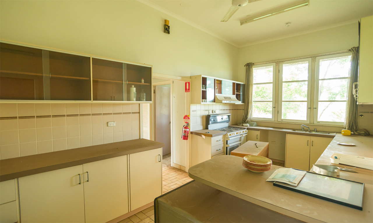 The Banksian House kitchen, before restoration.