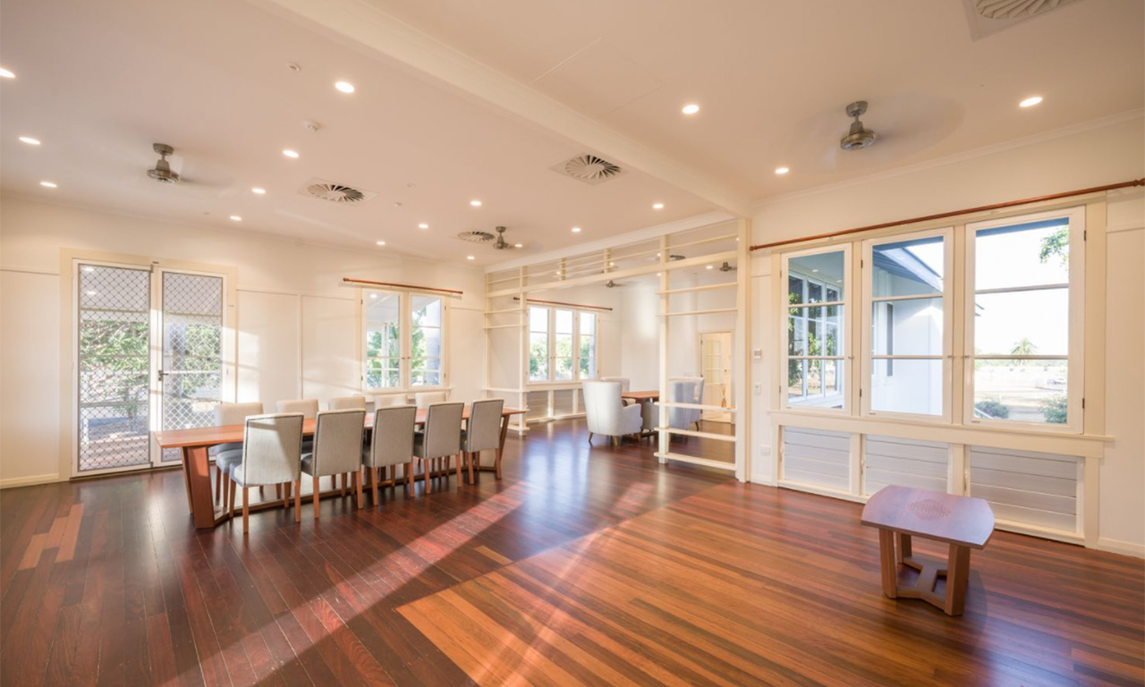The Banksian House living area, after restoration works by Aurecon.