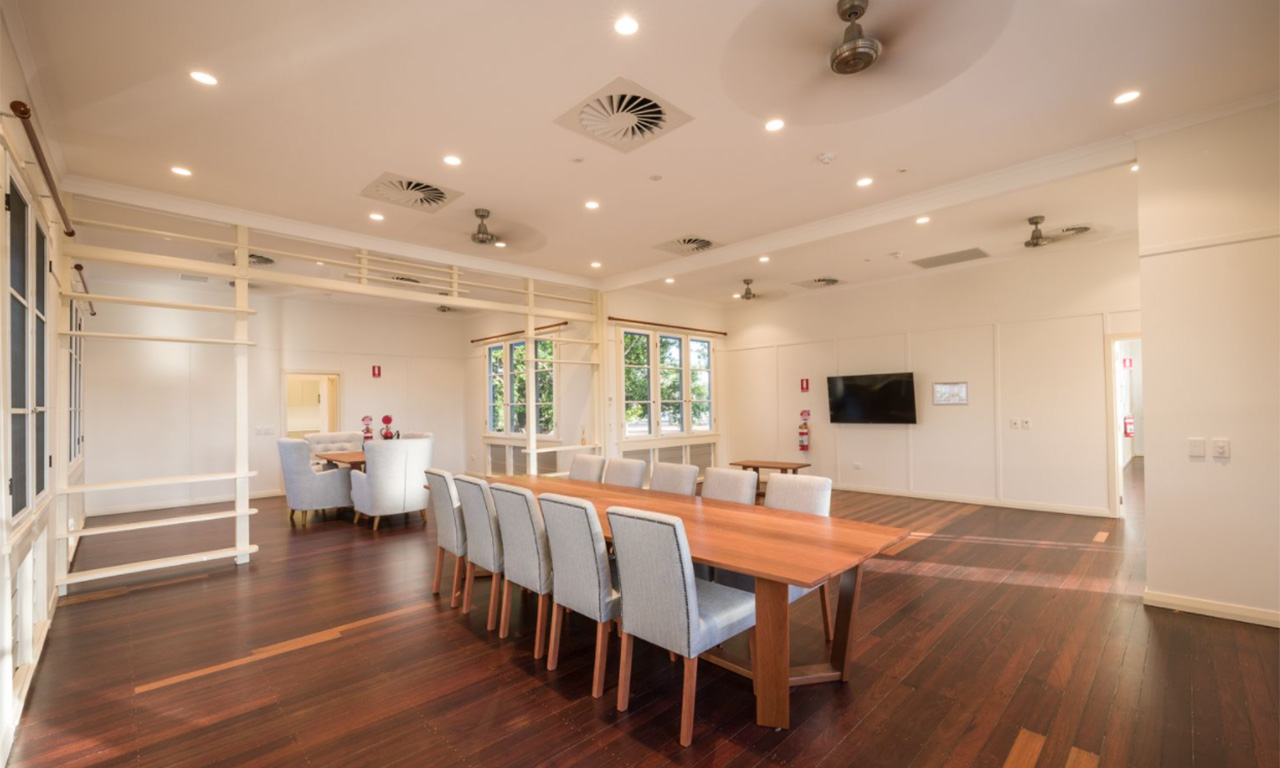 The Banksian House dining area, after restoration works by Aurecon.