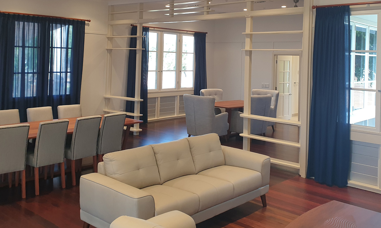 The Banksian House living area, after restoration works by Aurecon.