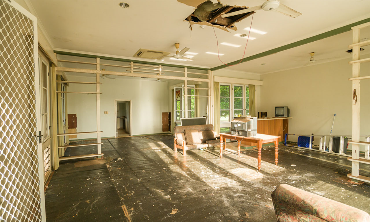 The Banksian House living area, before restoration.