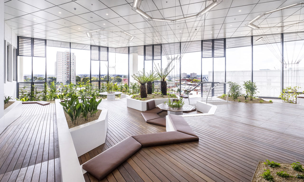 Another unique design feature is the additional floors that bringing more space to this university on the geographically constrained site.