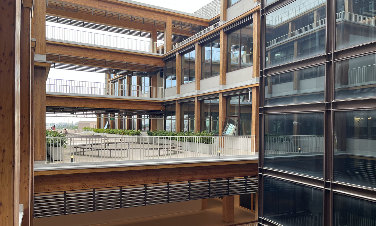Compared to a normal building, Gaia produces about 2,500 fewer tonnes of carbon dioxide (CO2) per year achieved through energy efficient systems and renewable technologies.