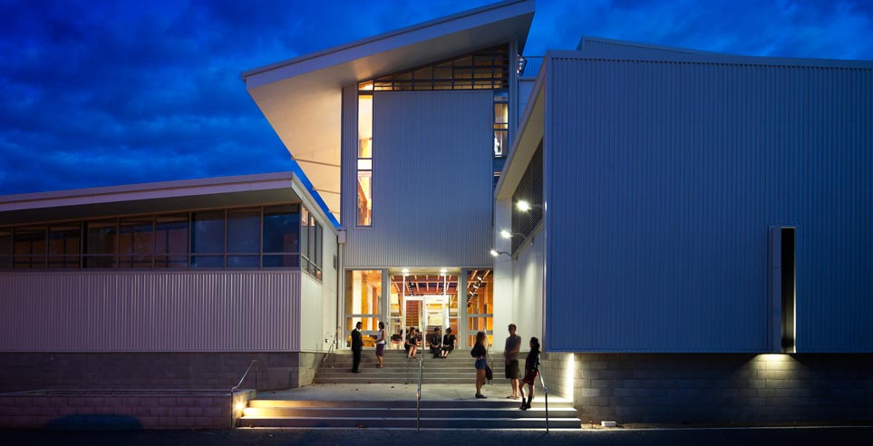 Entrance of the Nelson Marlborough Institute of Technology Arts and Media building.
