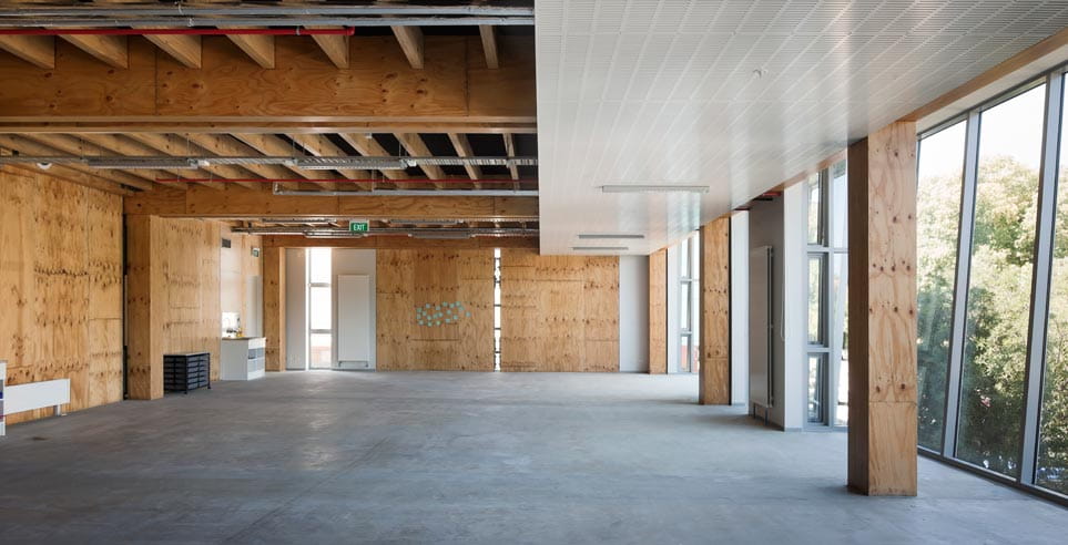 Interior view of the Nelson Marlborough Institute of Technology Arts and Media building. 