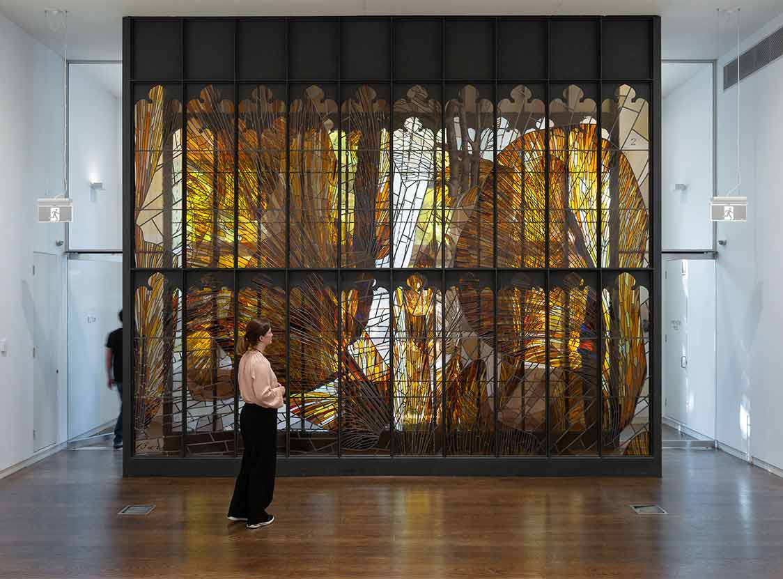 Stained glass artisan Geoffrey Wallace's Towards a glass monument can be seen in the Old Quad, which was recently restored by Aurecon. Photo courtesy of Christian Capurro.