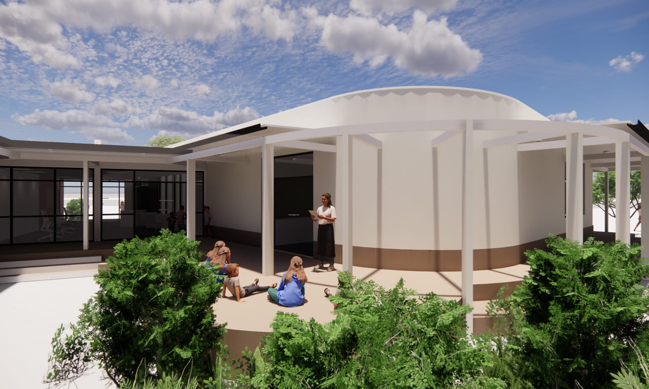 A render depicting the new modular building at Glenelg Primary School.