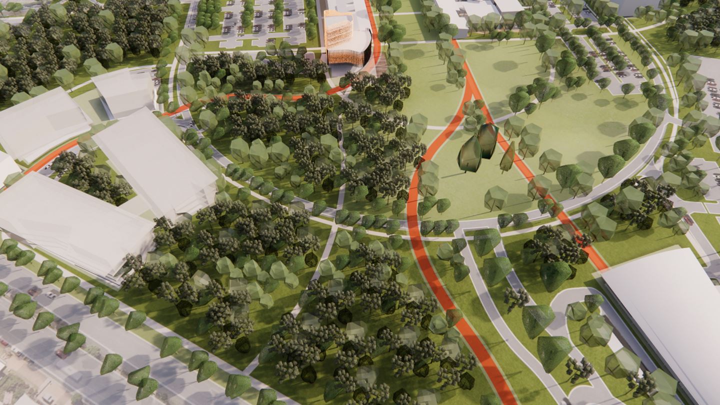 Pathway rendering of the University of Sunshine Coast by Lat Studios.