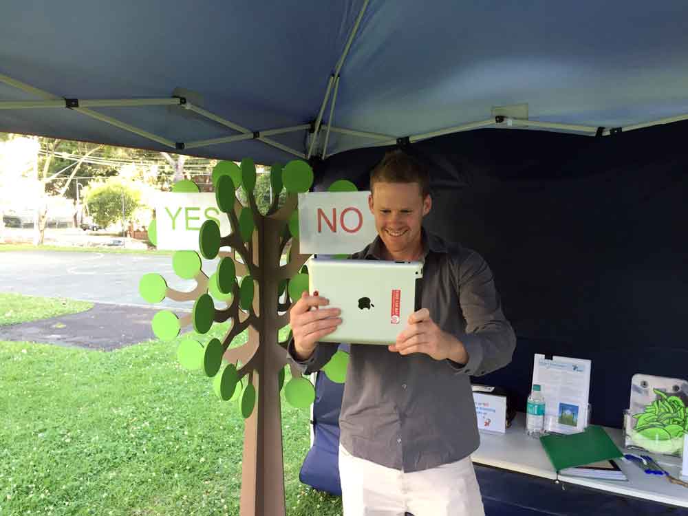 Participants were able to take a ‘selfie’ survey via an iPad and play an augmented reality (AR) tree game that showed what would occur if trees weren’t trimmed.