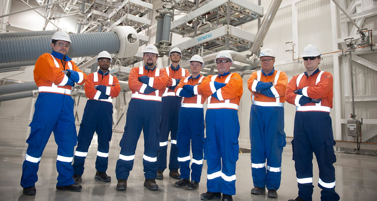 Team members involved in the construction of the Transpower’s Pole 3 HVDC convertor stations.