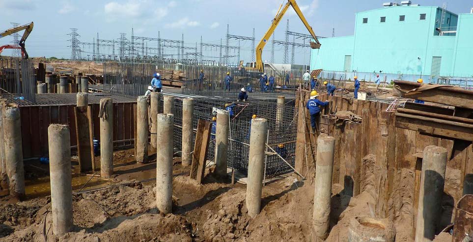 View of the footings being built for the Nhon Trach 2 Power Plant.