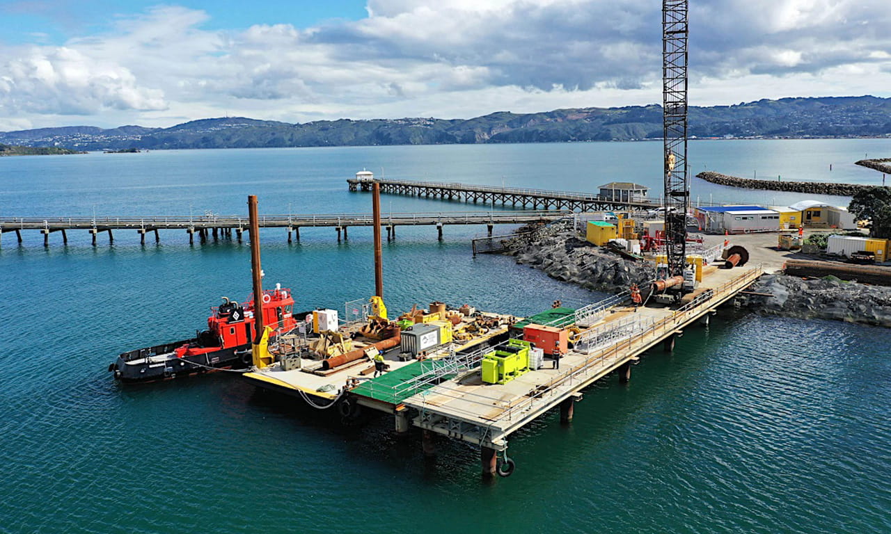 Construction work on the Seaview Energy Resilience Project in Wellington, New Zealand.