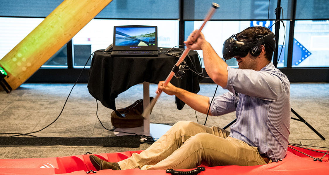 Aurecon develops a virtual reality kayak that allowed Cantabrians to ‘paddle’ a 200 metre section of the Avon River Corridor.