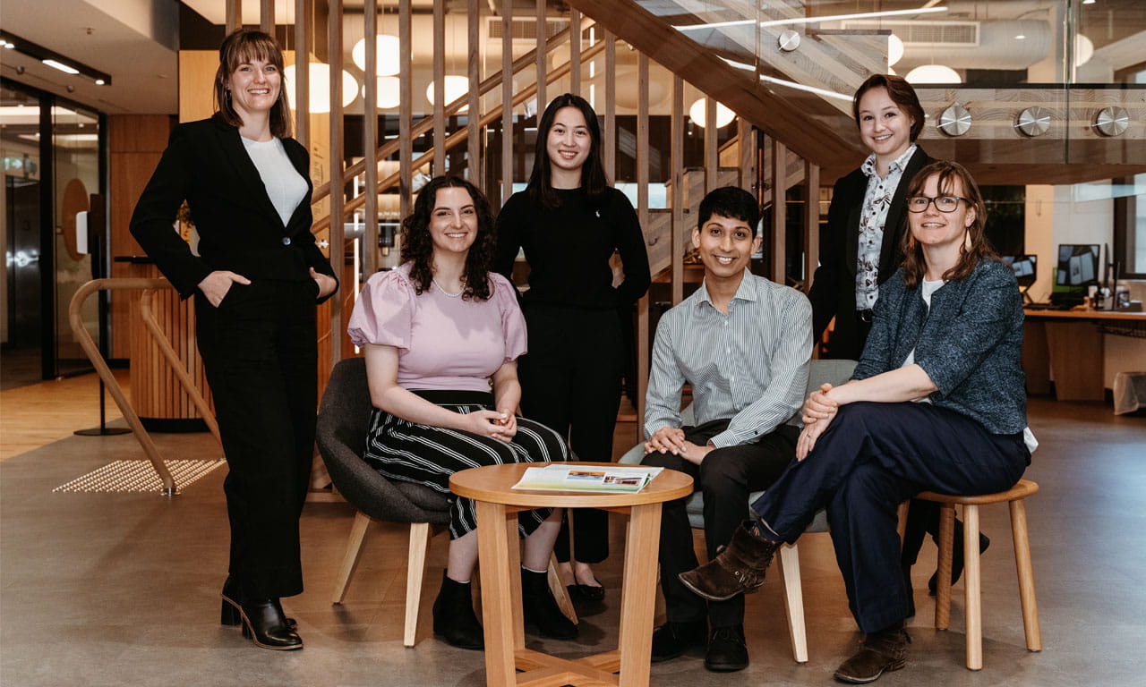 6 team members from Aurecon's Circular Economy team. L-R: Emily Hendrikx, Audrey Christiansen, Leann Feng, Izzat Majid, Chase Wieland, Jodie Bricout.