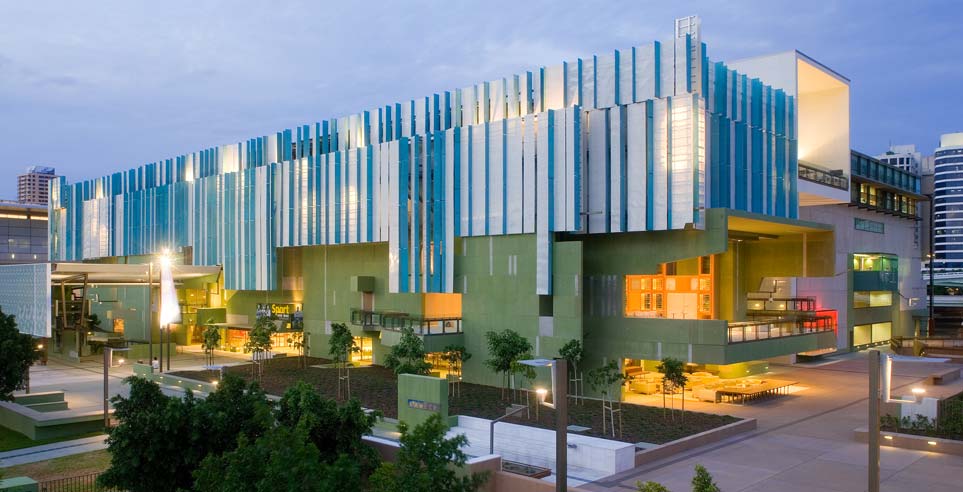 Exterior view of the State Library of Queensland.