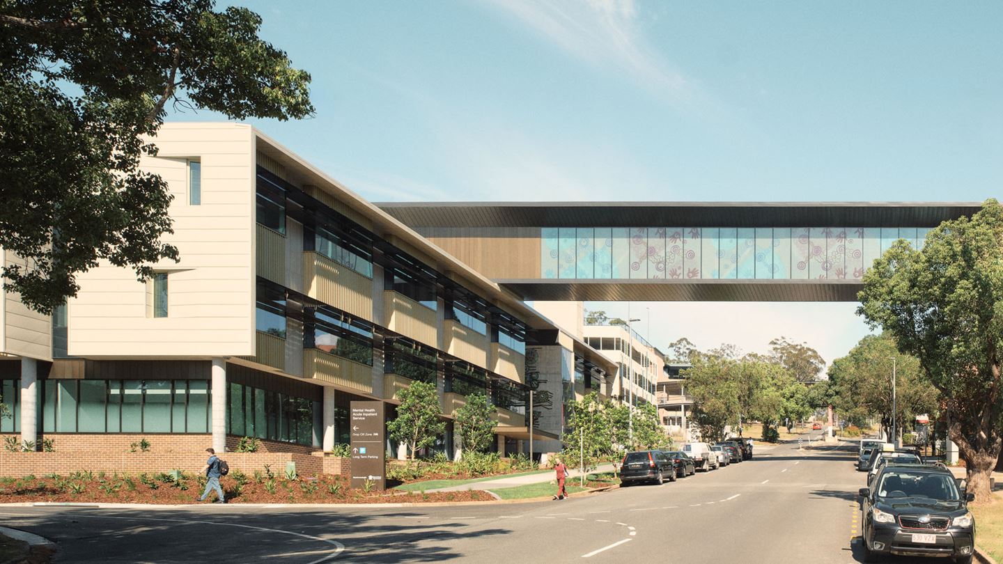 Ipswich hospital's growth will lead to increased demand for healthcare. Image courtesy of Hassell.