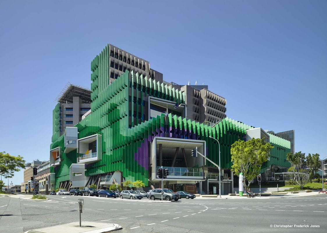 A ground view of the Queensland Childrens Hospital. Image courtesy of Christopher Frederick Jones.