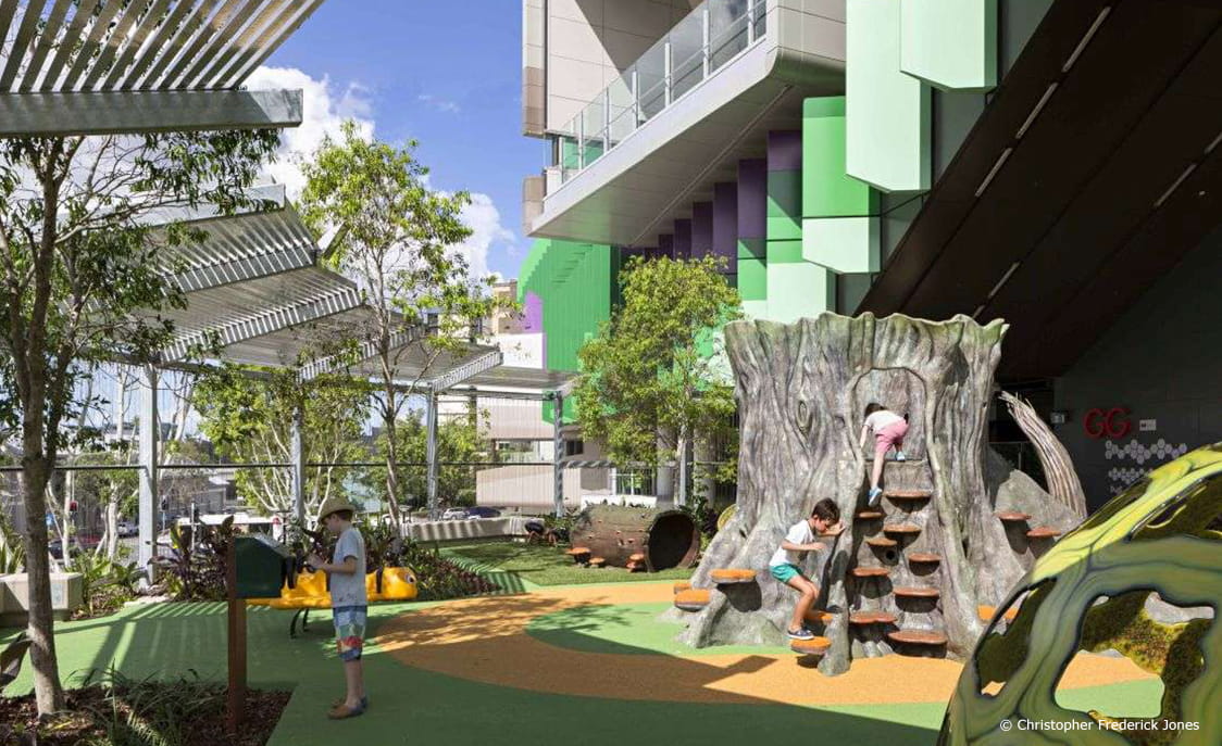 An outside play area at the Queensland Childrens Hospital. Image courtesy of Christopher Frederick Jones.