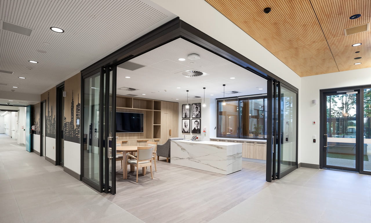 A common kitchen and dining area.