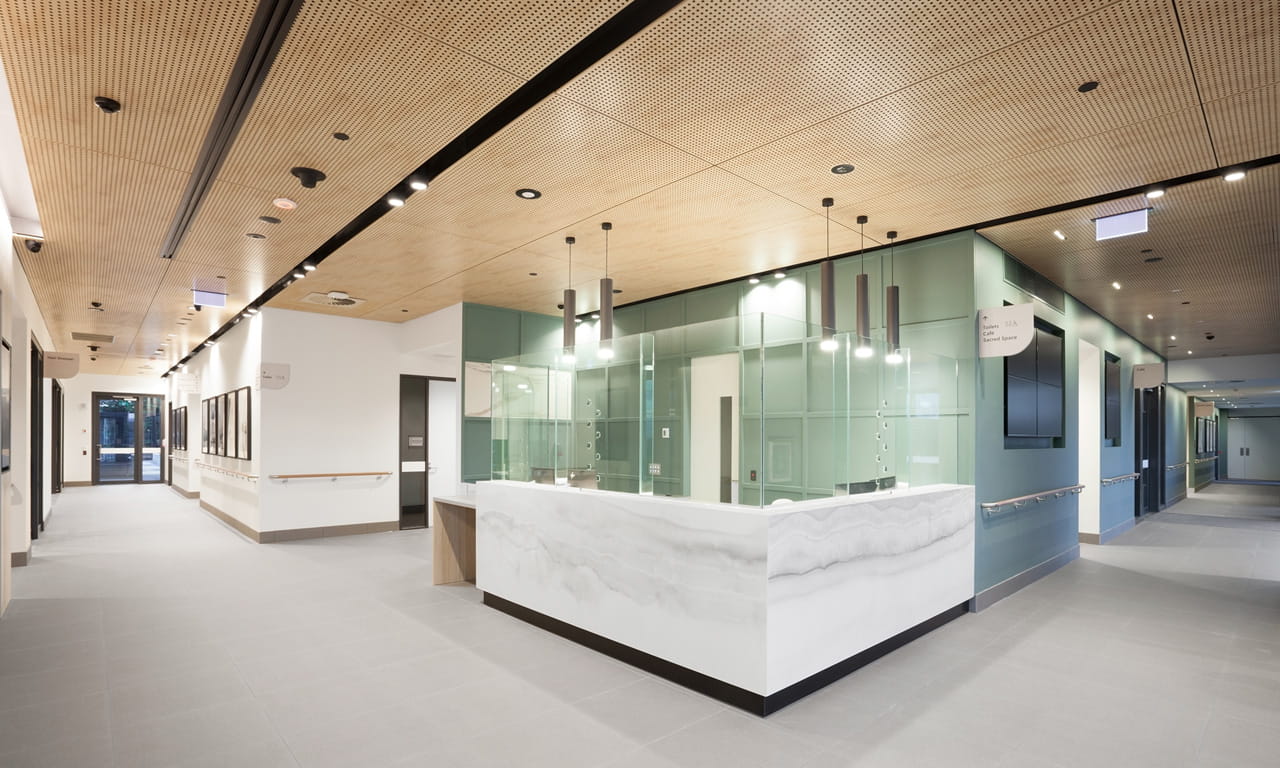 The reception area inside the Wantirna Residential Aged Care Facility.