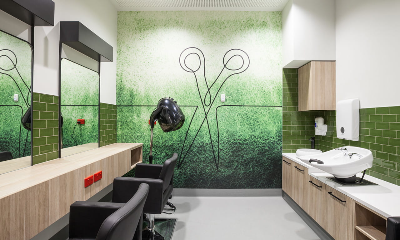 Facilities include a hairdressing salon.