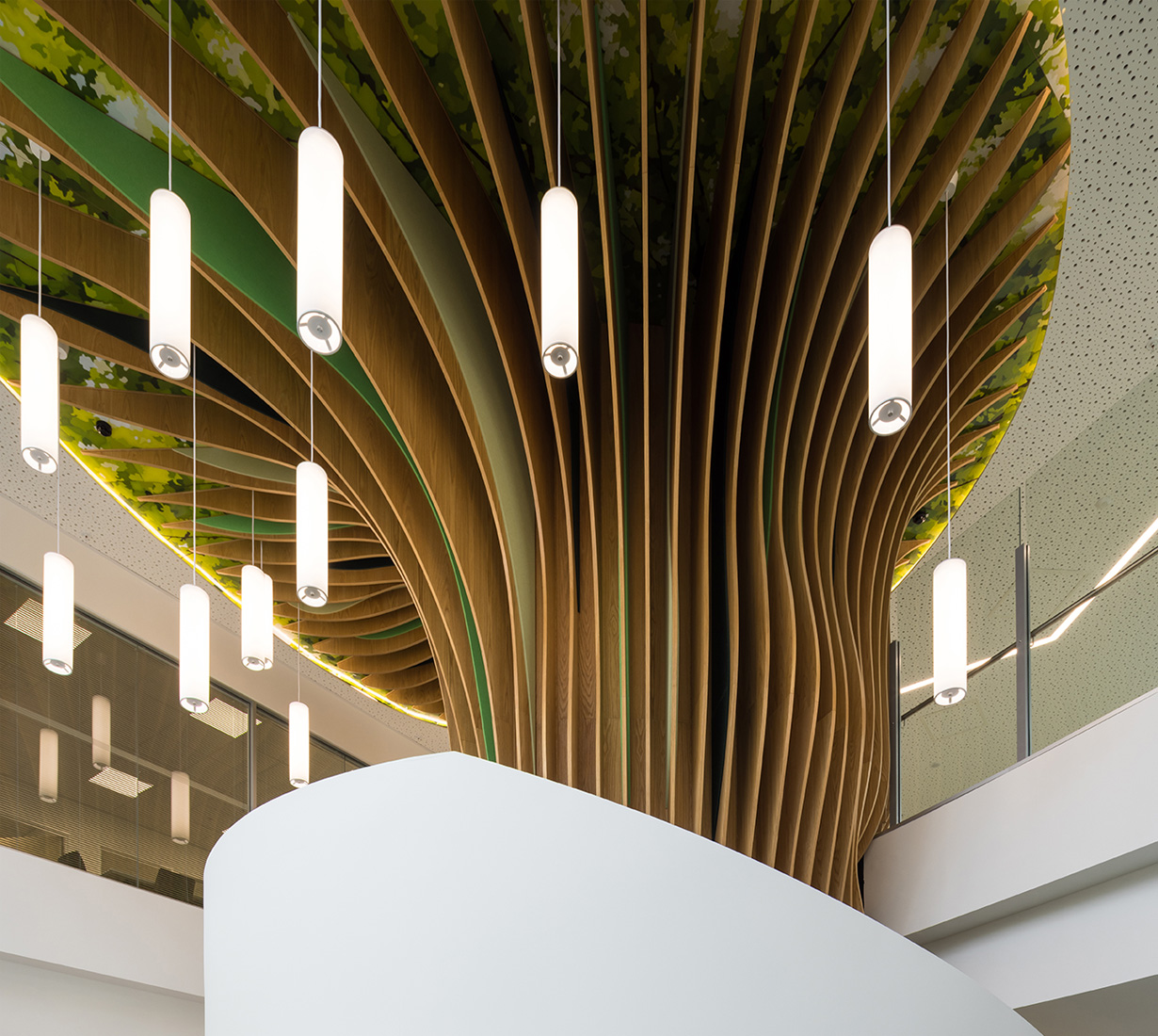 Aurecon designed at the heart of the building a spectacular tree shaped circular staircase.  