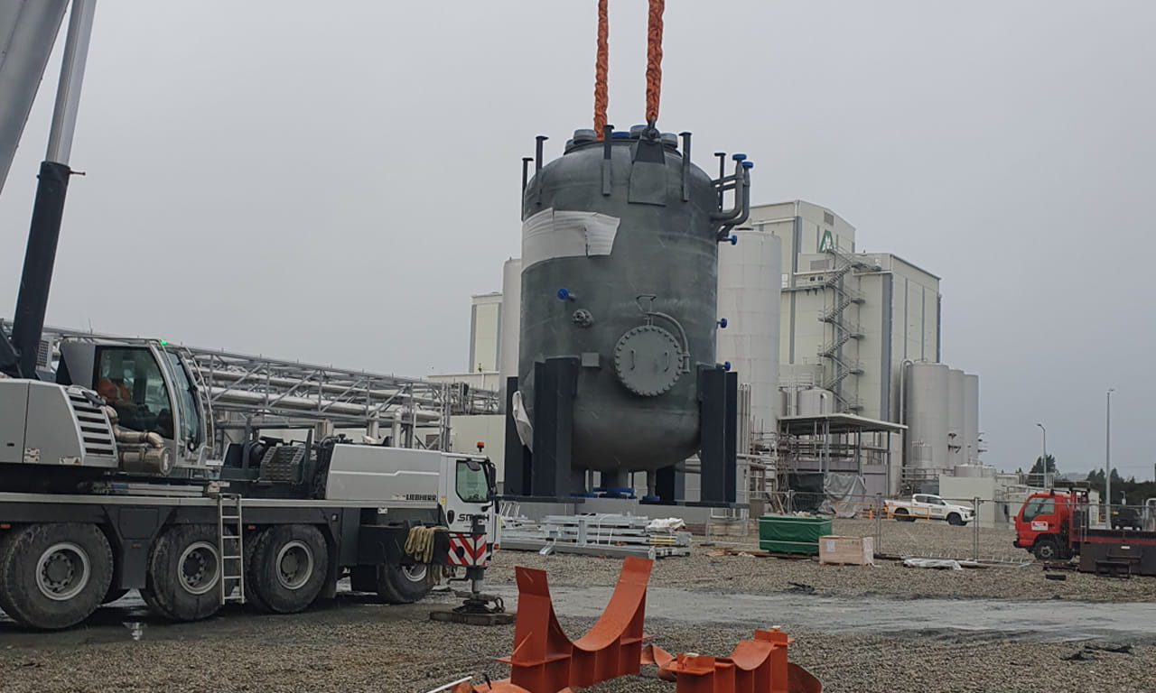 The new high-pressure electrode boiler is being installed at Mataura Valley Milk in New Zealand.