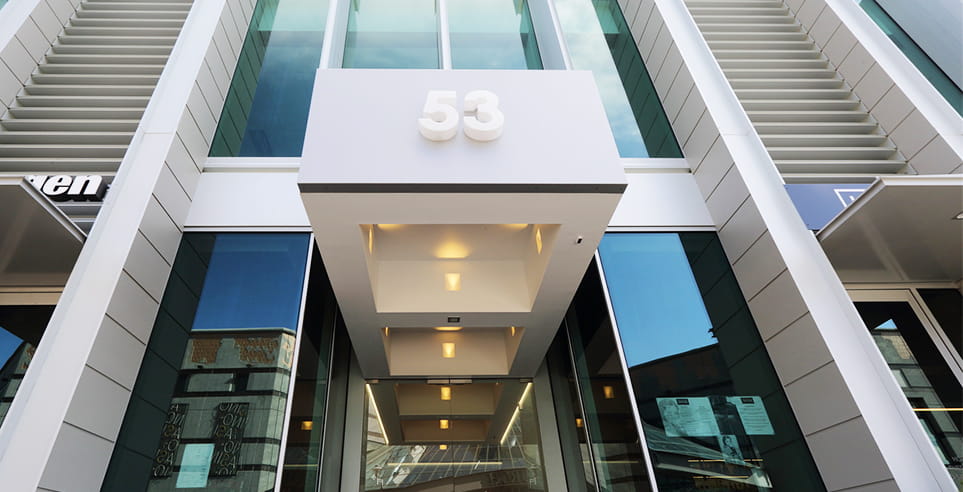 The entrance to 53 Victoria Street, Christchurch.