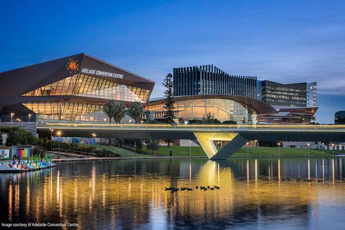 Adelaide Convention Centre East Building at twilight