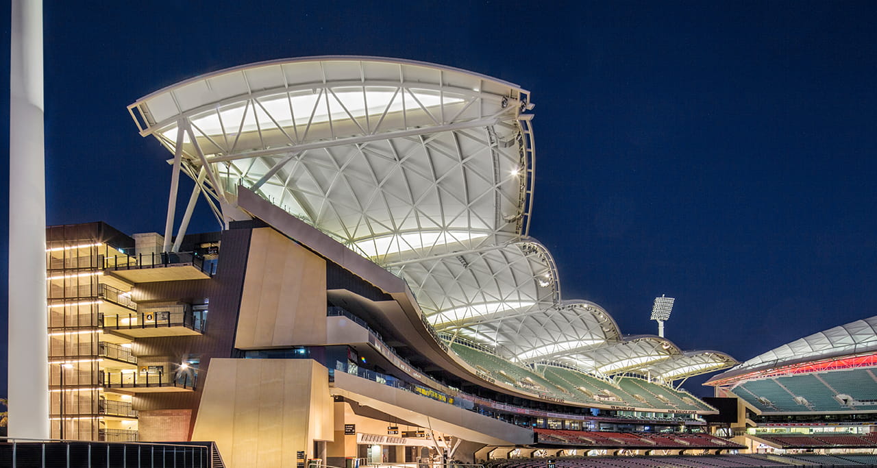 One of the impressively large stands at the Adelaide Oval.