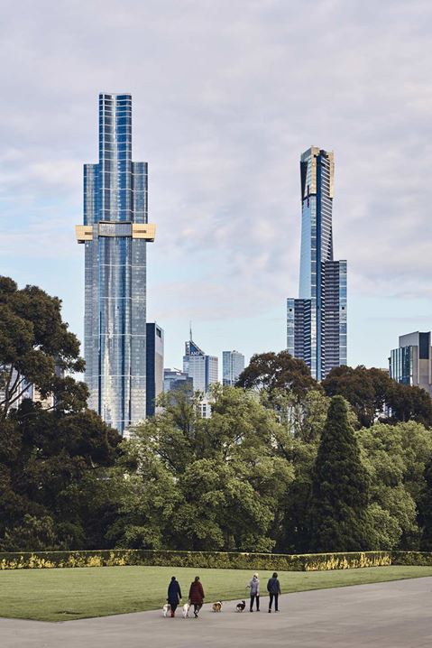 The sky gardens provide a natural and green escape from the surrounding buildings of glass and concrete. Image courtesy of Fender Katsalidis and Peter Bennetts.