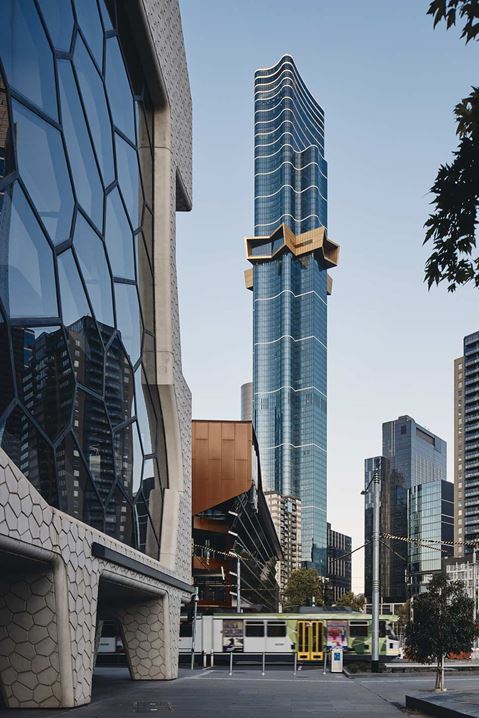 Australia 108 is a glittering new edition to Melbourne, adding a new exclamation mark to the city skyline. Image courtesy of Fender Katsalidis and Peter Bennetts.