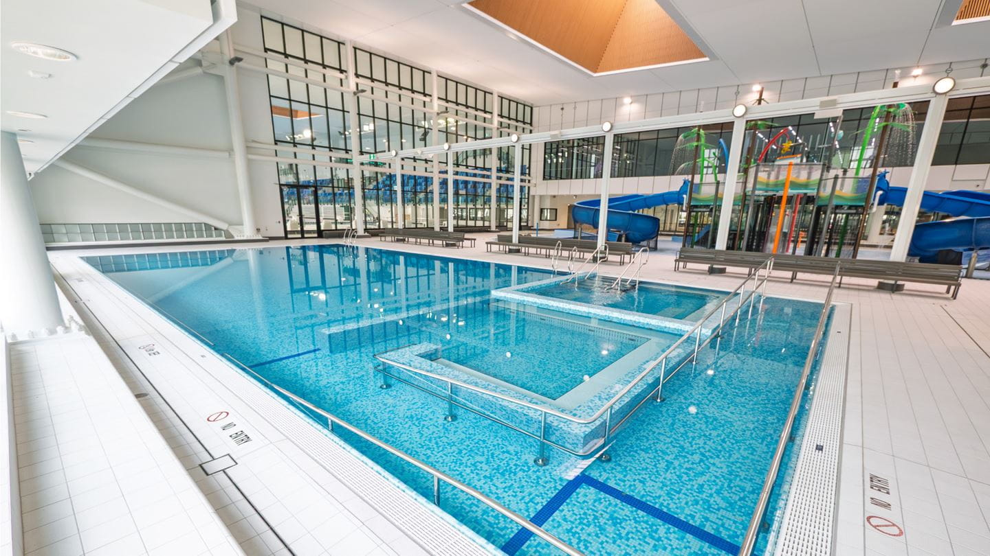 Warm pool in Parakiore's aquatic leisure area.