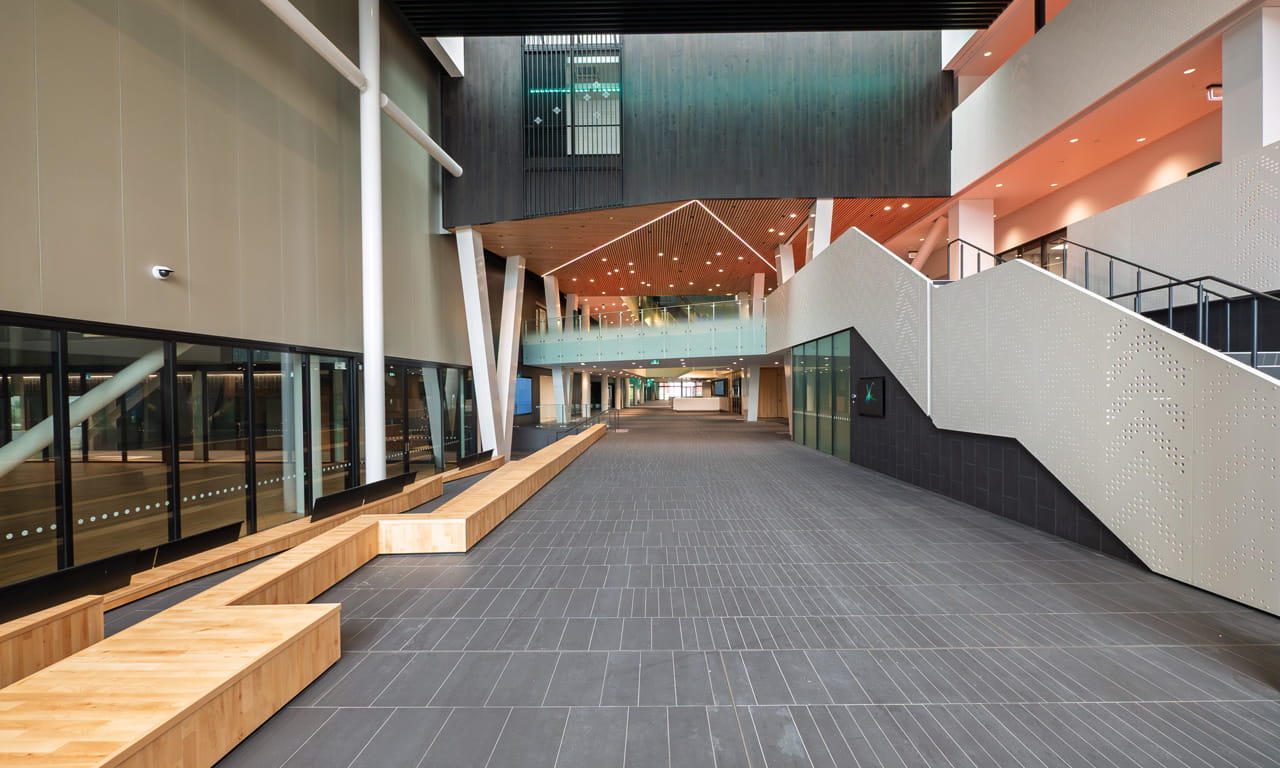 Southern view of lobby at the Parakiore featuring staircase.