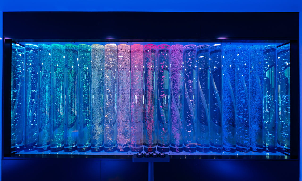 Parakiore's Sensory Aqua Centre includes this wall of bubble columns.