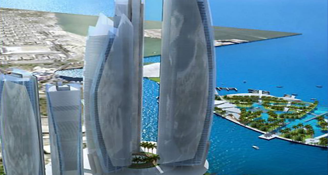 Concept art of Etihad Towers.