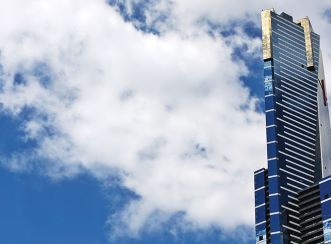 Aerial view of the Eureka Tower in Melbourne, Australia