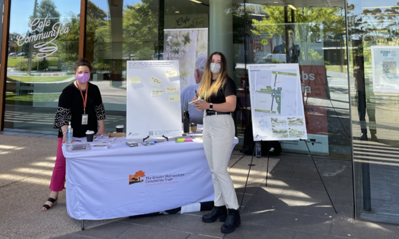 Community pop-up project display at Melton Library during the engagement process.