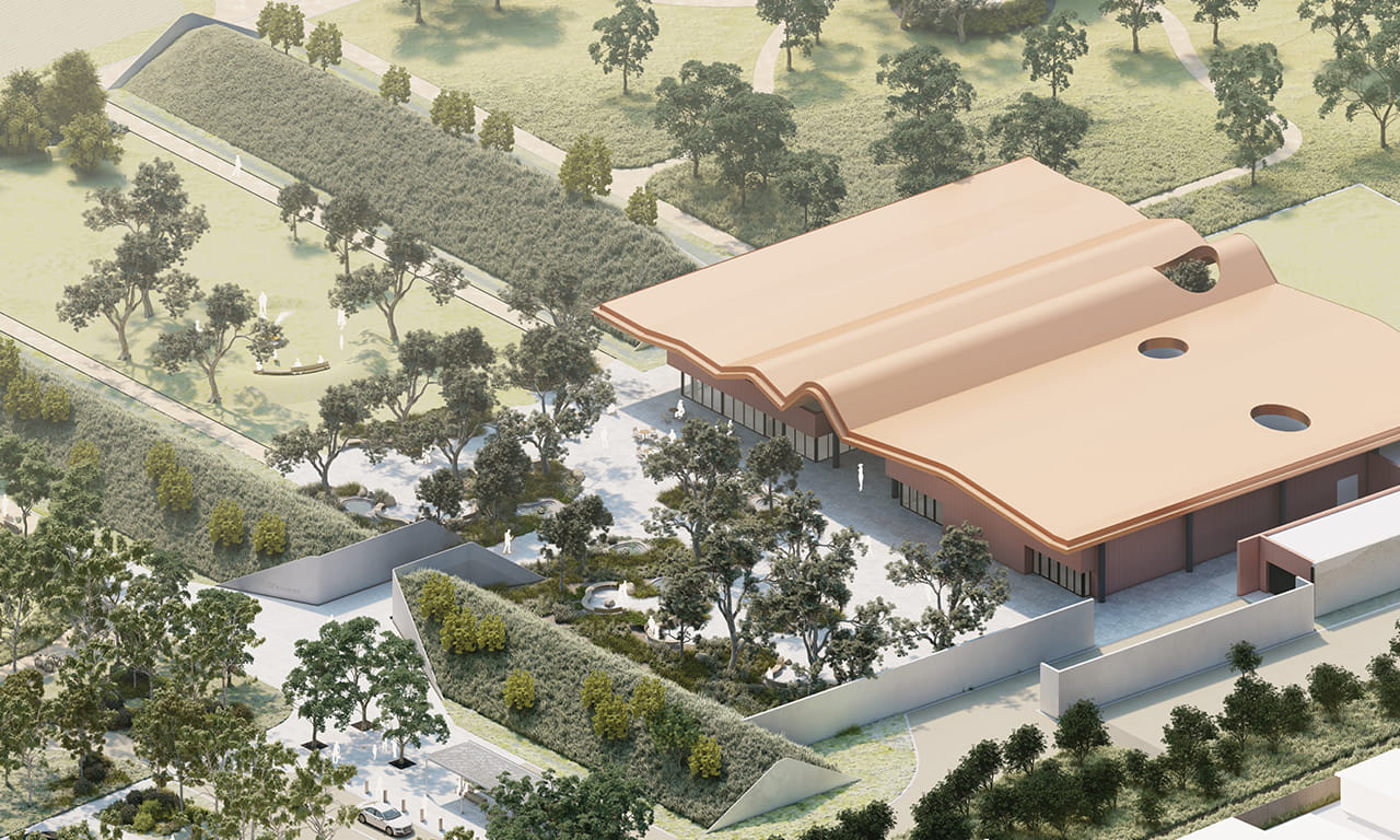 Public walkways and gardens that invite community and express reflection, equality, and accessibility. Architectural impression only (Building design by Architectus, Landscape design and render courtesy of McGregor Coxall).