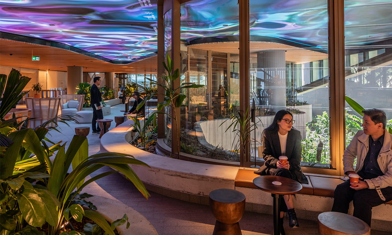Abundant light, natural open space and greenery provides breathable spaces for the health and well-being of building occupants.
