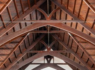 Aurecon designs the temporary bracing for the roof structure of the Knox Church, in New Zealand.