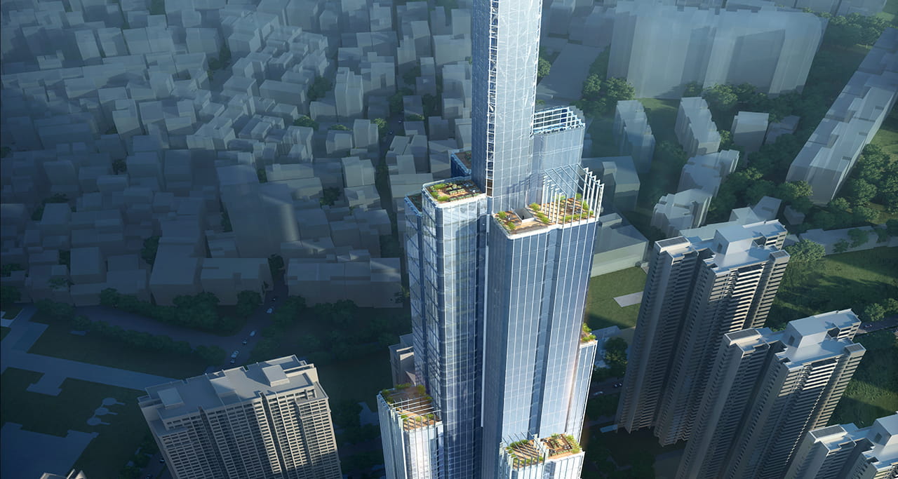Landmark 81 view from above. (Architect rendering courtesy of Atkins).
