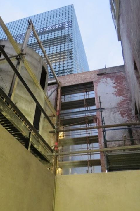 Old meets new: The Malt Store restoration project under construction.