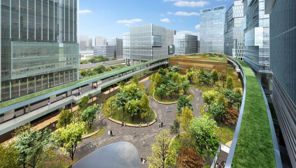 One of the green space areas at Westlink. Architecture renderings courtesy of Aedas.